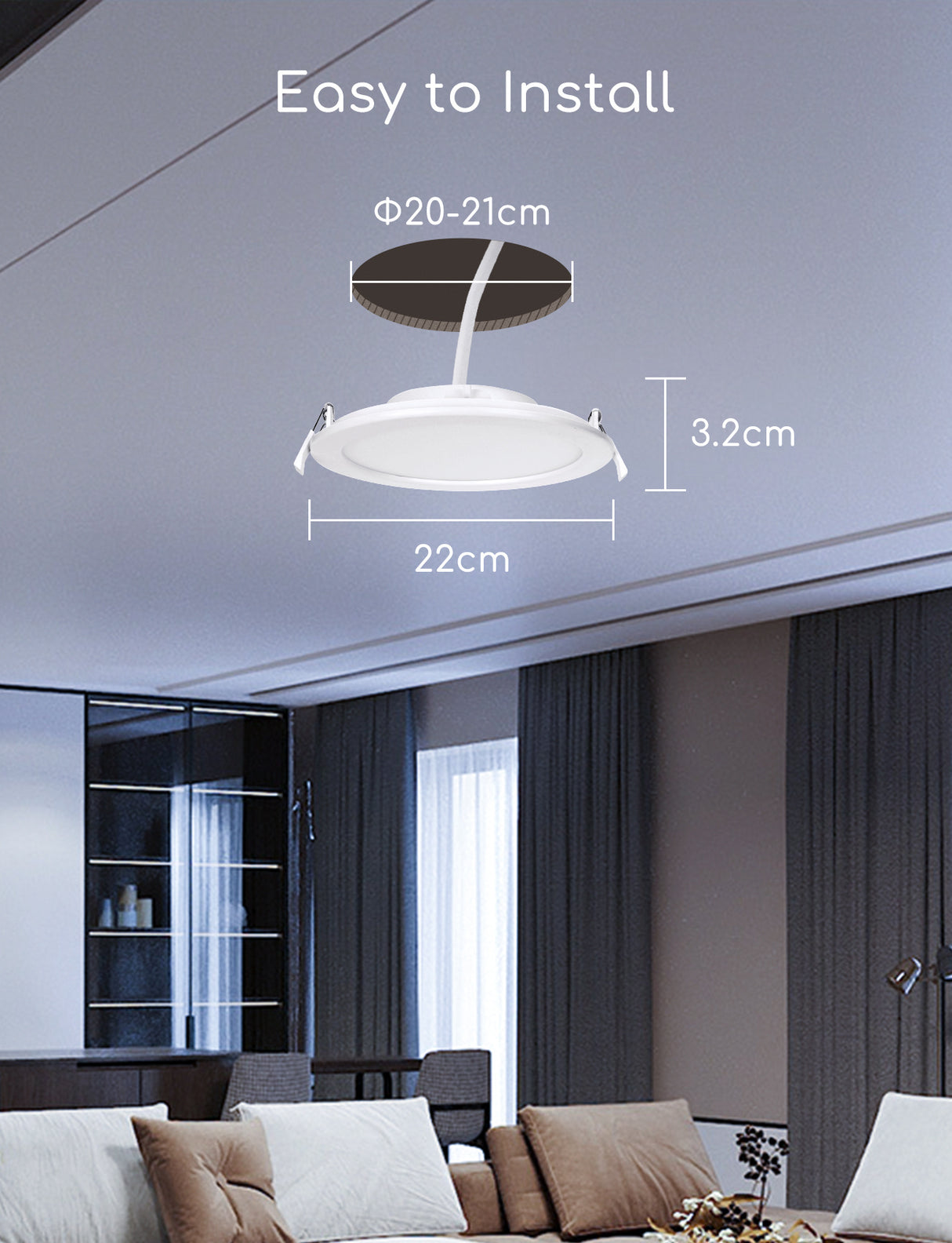 Downlight - inbouwspot Ø 22cm WiFi CCT 3000K-6500K | warmwit - daglichtwit - LED 18W=140W halogeen