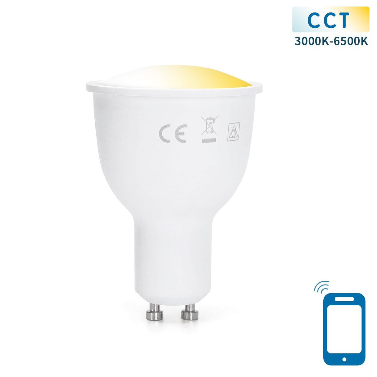 GU10 spot WiFi CCT 3000K-6500K | PAR16 warmwit - daglichtwit - LED 7W=45W halogeenlamp