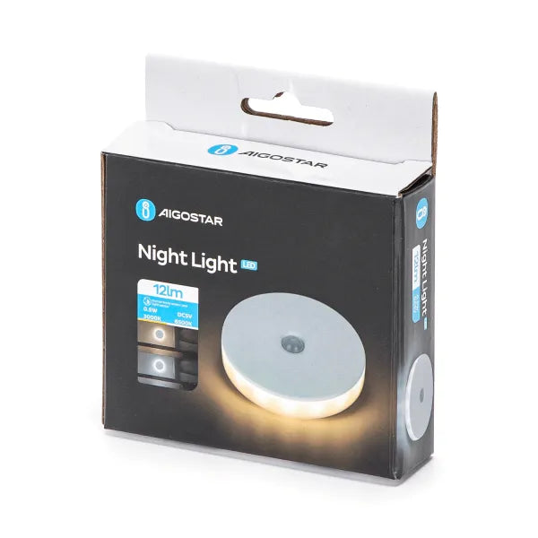 Night light warm white/daylight white rechargeable - round | day/night &amp; motion sensor | 3000K/6500K ~ 12 Lumen 0.5 Watt