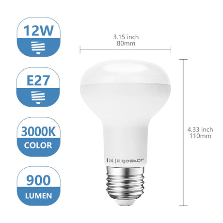 Reflectorlamp E27 | R80 spiegellamp | LED 12W=66W gloeilamp - 900 Lumen | warmwit 3000K