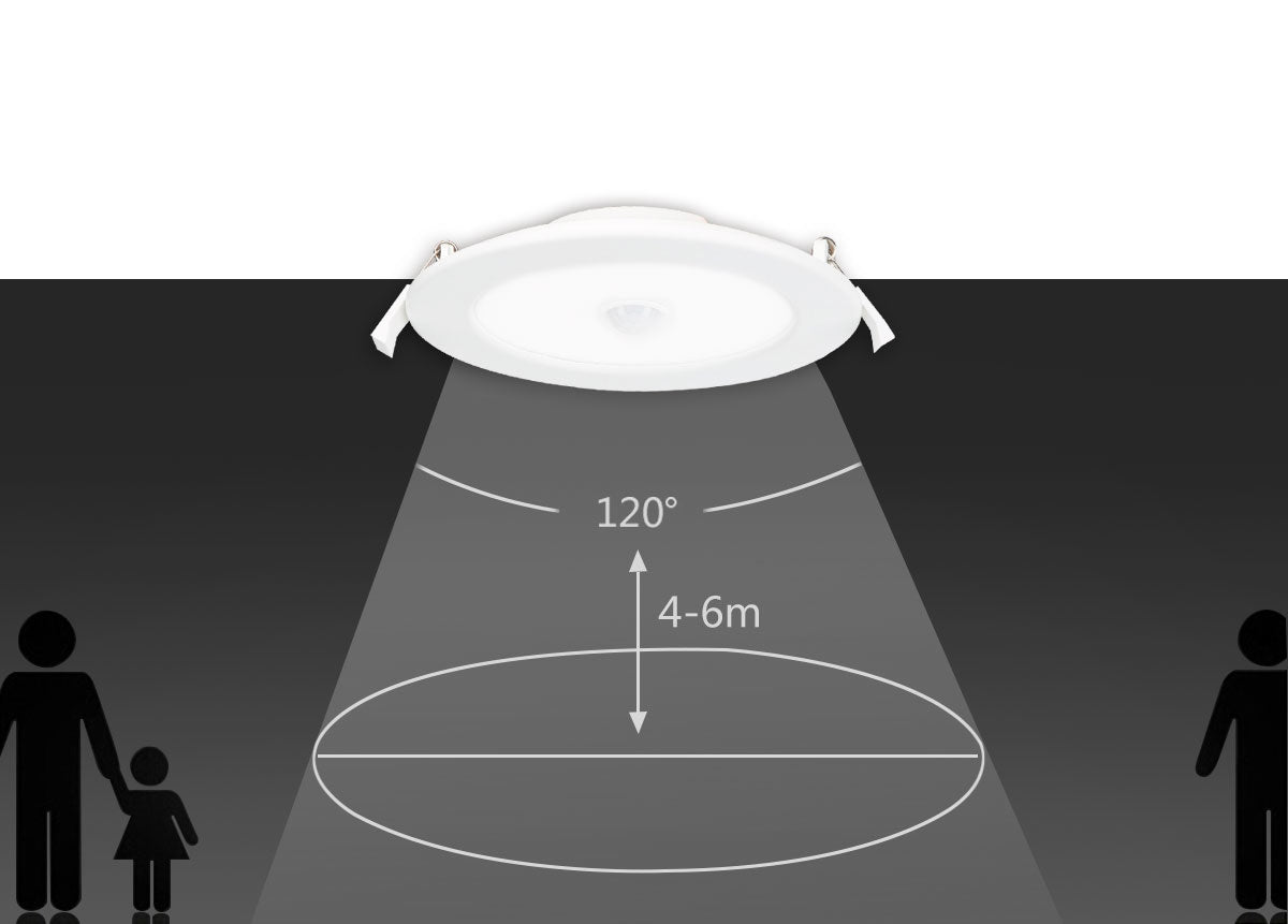 Downlight - Einbaustrahler Ø 17cm | LED 12W + PIR-Bewegungssensor | Tageslichtweiß 6000K 230V