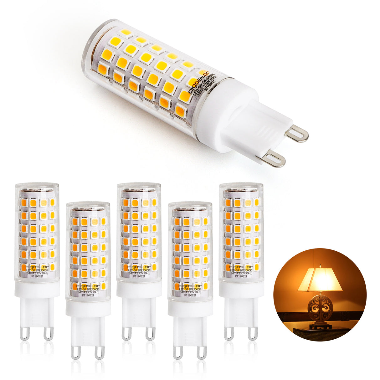 G9 pin bulb | LED 6W=48W halogen | warm white 3000K | 230V