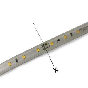 Rote Lichterkette – 50 Meter – 120 LEDs/Meter – 7 W/m – spritzwassergeschützt (IP65) | 230 V Wechselstrom