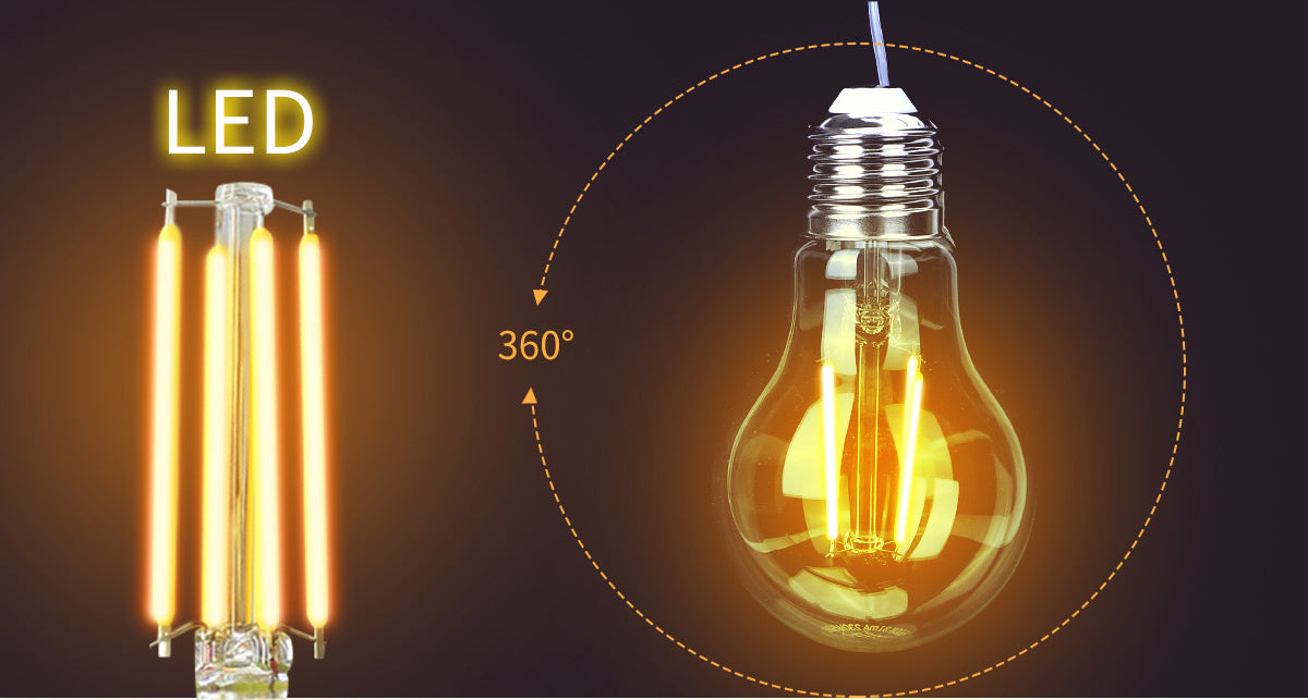 Carbon filament lamp E27 Edison ST64 - amber glass | LED 4W=38W light bulb | FLAME filament 2200K