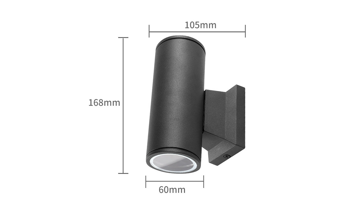 Outdoor lamp round black | double GU10 lamp base for two spotlights | waterproof IP65