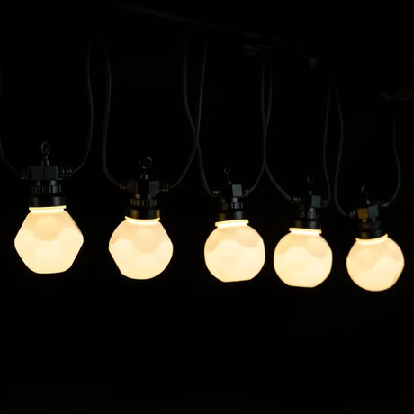 Warm white string light 8 meters (3+5) - 10 milky LEDs | splash-proof IP44 - connectable (max 5) | 230VAC - 24V | with timer 6 hours on/18 hours off