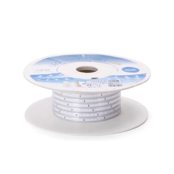 Lichtslang blauw - 50 meter - 120 LEDs/meter - 7W/m - sproeidicht IP65 | 230V AC