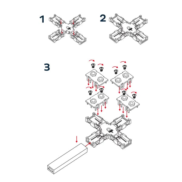 Lichtslang kruis-connector 230V AC - compleet