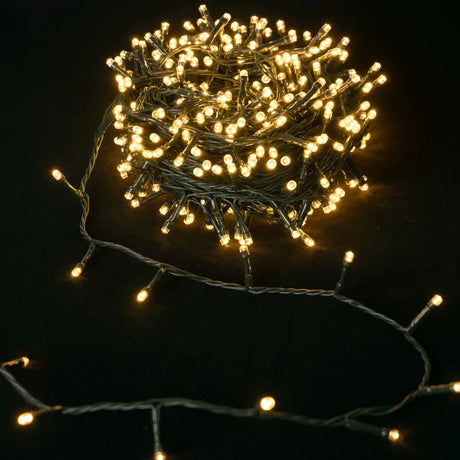Warm white light string, 23 meters (3+20) - 200 LEDs | Waterproof IP44 | 230VAC - 24V | With timer 6 hours on/18 hours off