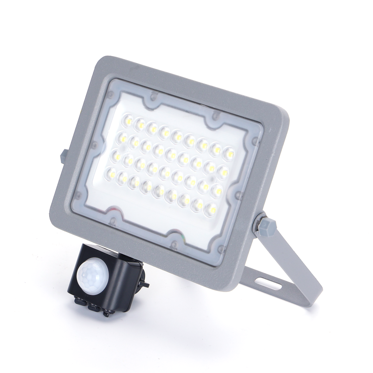 Außenleuchte grau | LED 20W=200W Halogenstrahler | IR-Sensor | Tageslichtweiß 6500K | wasserdicht IP65