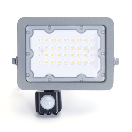 Buitenlamp grijs 4000K | LED 30W=270W halogeen schijnwerper | IR sensor | waterdicht IP65