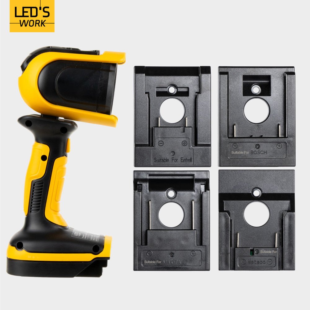 LED's Work 18V Accu werklamp incl Adapters voor elektrisch gereedschap - 5W 500lm 5000K - IP20 IK08