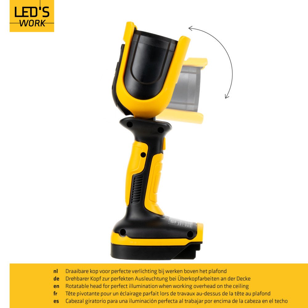 LED's Work 18V Accu werklamp incl Adapters voor elektrisch gereedschap - 5W 500lm 5000K - IP20 IK08
