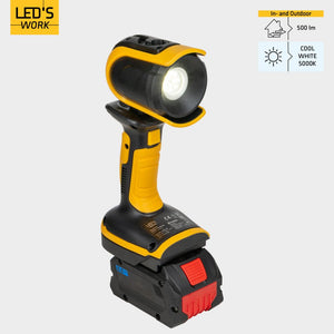 18V Akku-Arbeitsleuchte – 500 Lumen – Dimmbar – Kaltweiß 5000K – Inkl. Netzteil – Für Bosch, Makita, Einhell, Metabo