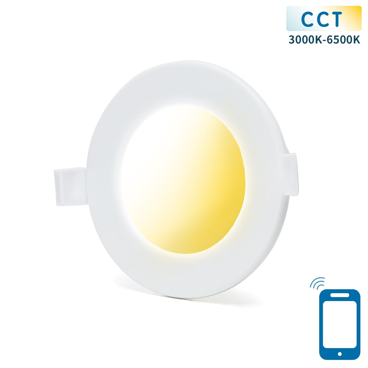 Downlight - Einbaustrahler Ø 11,5cm WiFi CCT 3000K-6500K | Warmweiß - Tageslichtweiß - LED 6W=45W Halogen