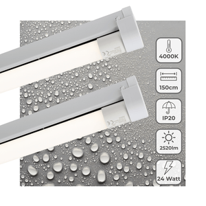 LED-Leuchte TL 2520 Lumen – 24 W – Kaltweiß – IP20 – 150 cm – inklusive LED-Röhre – 2 Stück