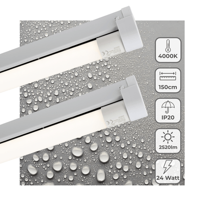 Oprawa LED TL 2520 lumenów – 24 W – chłodna biel – IP20 – 150 cm – w zestawie świetlówka LED – 2 sztuki