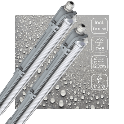 LED-Leuchte TL IP65 1800 Lumen – 17,5 W – 4000 K Kaltweiß – 120 cm – Wasserdicht – 2er-Pack