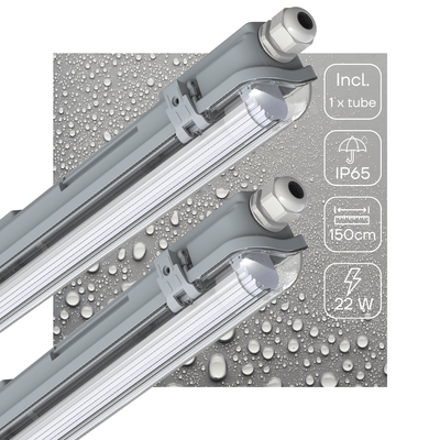 2 CONFEZIONI - Apparecchio LED per tubo fluorescente LED's Light da 150cm completo di tubo LED - 2880lm