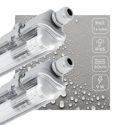 LED-Leuchte TL 900 Lumen – 9 W – Kaltweiß 4000 K – 60 cm – IP65 – IK06 – EasyClick – 2er-Pack