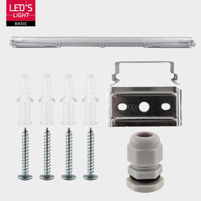 Réglette LED étanche 150cm - 2880 lumens - 24W - Blanc lumière du jour 6500K - IP65 - Tube LED inclus - 2 pièces