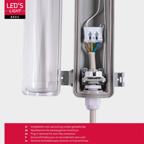 PACK DE 2 - Réglette LED LED's Light avec tube 120 cm - Lumière blanche froide 6500 K - Étanche - Kit complet