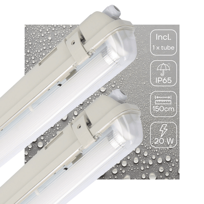 LED TL Armatuur 3100 lumen - 150cm - 20W - Koelwit 4000K - Microgolf Sensor - Daglichtsensor - IP65 Waterdicht - IK08 - 2 Stuks