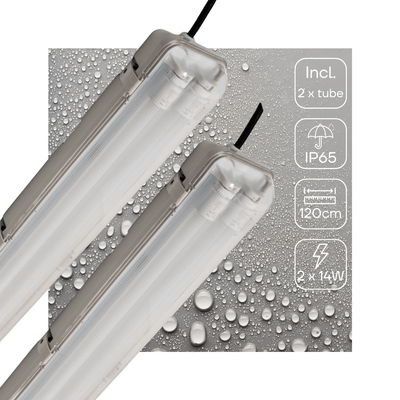 Réglette LED étanche avec capteur 120cm 4200 lumens - 28W - Blanc froid 4000K - IP65 - 2 pièces