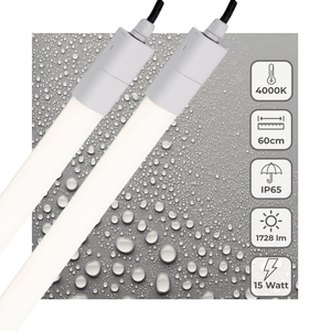 LED-Leuchte TL, 1725 Lumen, 15 W, Kaltweiß (4000 K), 60 cm, IP65 wasserdicht, IK06, 2 Stück