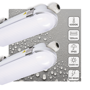 LED TL Armatuur 5400 Lumen - 30W - Koelwit 4000K - 120cm - IP65 - IK08 - Dimbaar - 2 Stuks