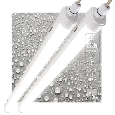 LED-Leuchte (TL) 5520 Lumen – 46 W – Kaltweiß 4000 K – 150 cm – IP65 wasserdicht – verbindbar – 2 Stück
