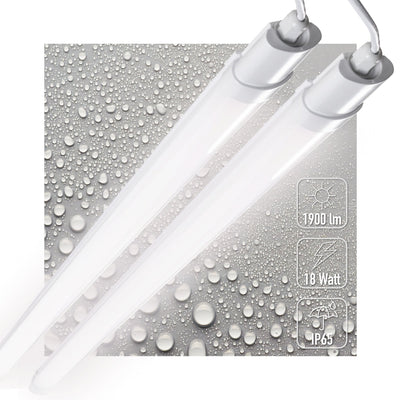 LED-Leuchte TL, 1900 Lumen, 18 W, Kaltweiß (4000 K), Schutzart IP65 (wasserdicht), 120 cm, 2 Stück