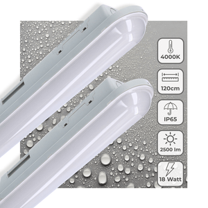 LED-Leuchte TL, 2500 Lumen, 18 W, Kaltweiß (4000 K), Schutzart IP65 (wasserdicht), 120 cm, 2 Stück