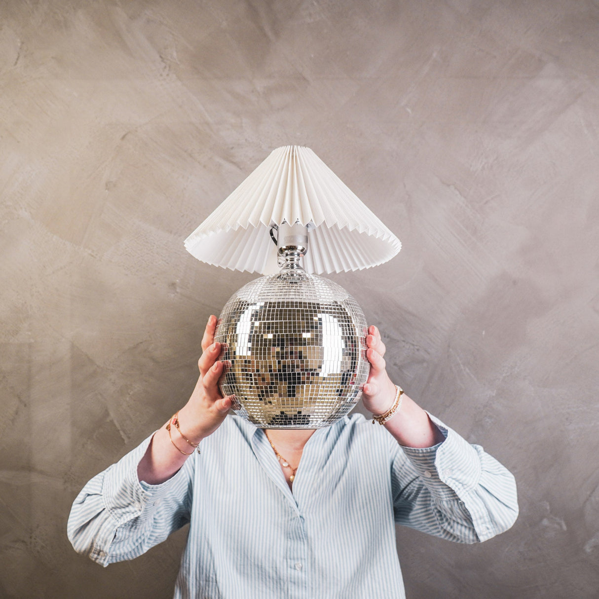 Tischlampe - Discokugel - Glas - Silber - 20x20cm