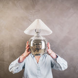 Tischlampe - Discokugel - Glas - Silber - 20x20cm