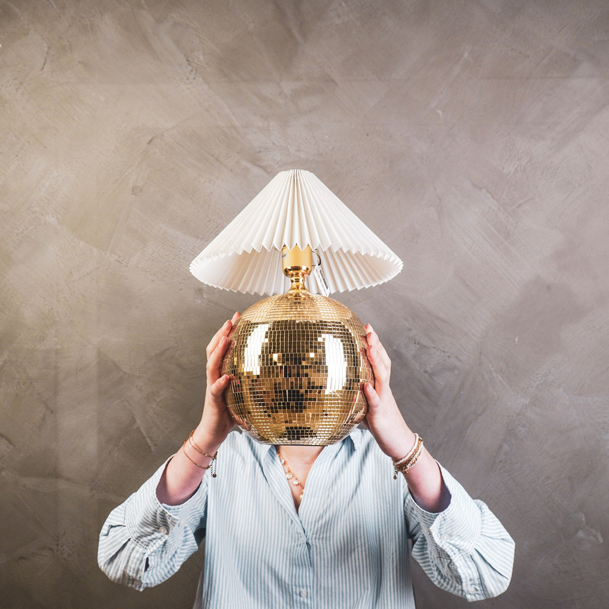 Tischlampe - Discokugel - Glas - Gold - 20x20cm