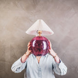 Tischlampe - Discokugel - Glas - Rosa - 20x20cm