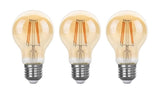 Gloeilamp E27 3-staps-dimbaar 3 stuks | A60 LED 6W=60W halogeen verlichting | amber glas - warmwit filament 2700K