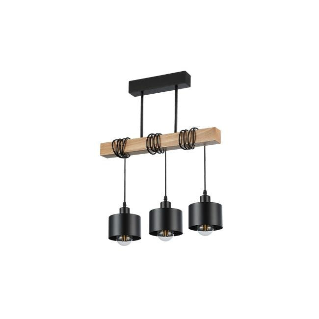 Ceiling lamp industrial oak - hanging lamp black 3 x E27 fitting (large fitting) - 50 cm IP20 230V