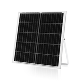 Außenleuchte grau mit Solarpanel | LED-Bauleuchte 200W~2000 Lumen Strahler + Fernbedienung | Tageslichtweiß 6500K - 90° Lichtwinkel | wasserdicht IP65 