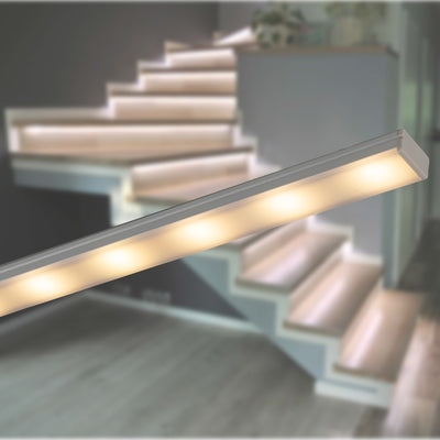 LED Cable Duct Aluminum - White - 800mm - Stair Lighting - 15 pieces