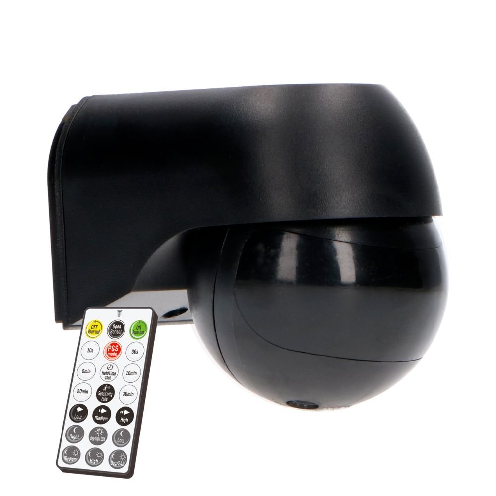 LED-Bewegungsmelder mit Fernbedienung (2-in-1) – erkennt Dämmerung und Bewegung – Schwarz