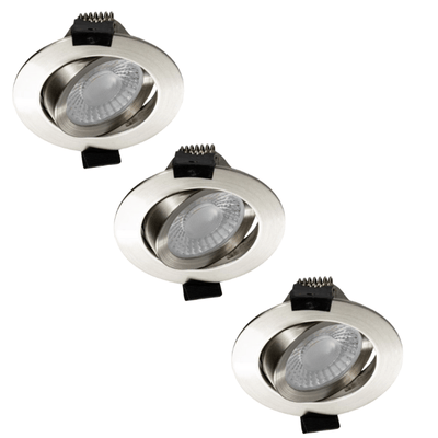 PACK DE 3 - Foco empotrable LED PRO LED's Light Ø 68mm - Orientable - Resistente a salpicaduras - Regulable de cálido - Acero inoxidable