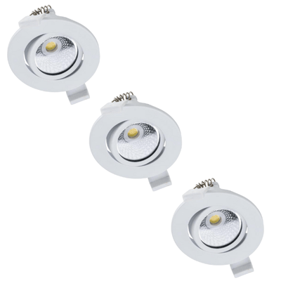 LED-Einbaustrahler, 400 Lumen, 3,5 W, Warmweiß (2700 K), Kaltweiß (4000 K), Tageslichtweiß (6000 K), Schutzart IP65, dimmbar, Weiß, 3 Stück
