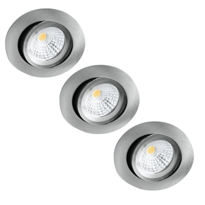 PAKIET 3 szt. – reflektor wpuszczany LED's Light Pro, niklowy – DimToWarm – Ø 68 mm – uchylny – ciepłe białe światło – CRI95