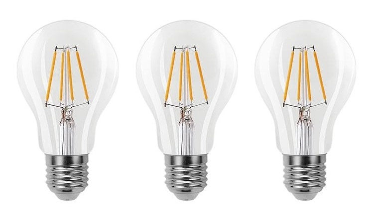 Light bulb E27 3-step dimmable 3 pieces | A60 LED 6W=60W halogen lighting | clear glass - warm white filament 2700K