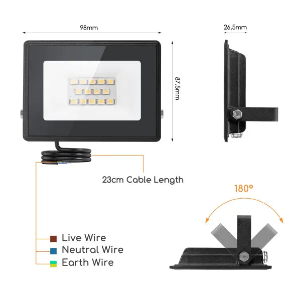 Outdoor lamp black | LED 10W~900Lm = 100W traditional lighting | IP65 4000K 230V