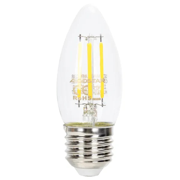 Kerzenlampe E27 dimmbar tageslichtweiß | C35 LED 4W~400Lm=38W Halogenbeleuchtung | Klarglas - 6500K