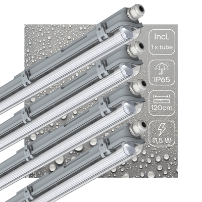 Plafoniera LED a prova di umidità 2130 lumen - 11.5W - bianco freddo 4000K - IP65 - IK08 - 120cm - 4 pezzi