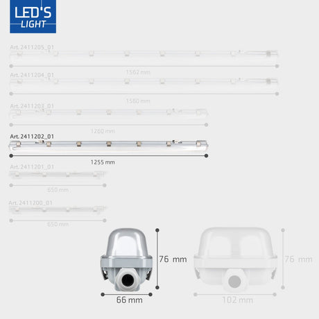 LED Vochtbestendig armatuur 2130 lumen - 11.5W - Koelwit 4000K - IP65 - IK08 - 120cm - 4 stuks